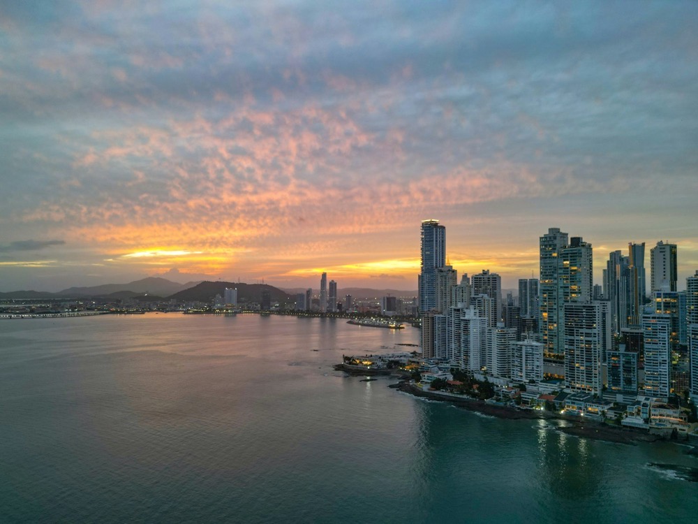 Panama City skyline at sunset